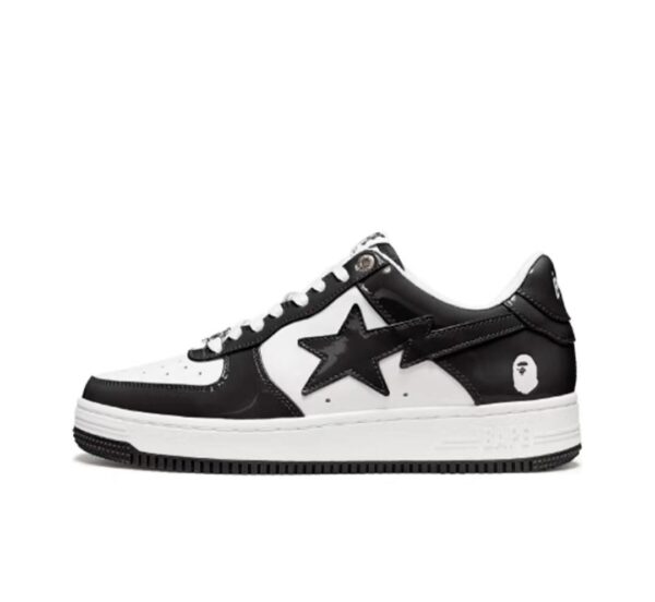 Bape Star Ape-Man Head Low Cut Patent Leather Sneakers Skateboard Shoes Unisex
