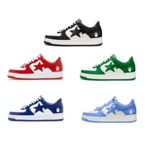 Bape Star Ape-Man Head Low Cut Patent Leather Sneakers Skateboard Shoes Unisex