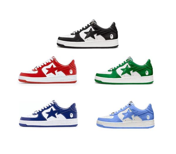 Bape Star Ape-Man Head Low Cut Patent Leather Sneakers Skateboard Shoes Unisex